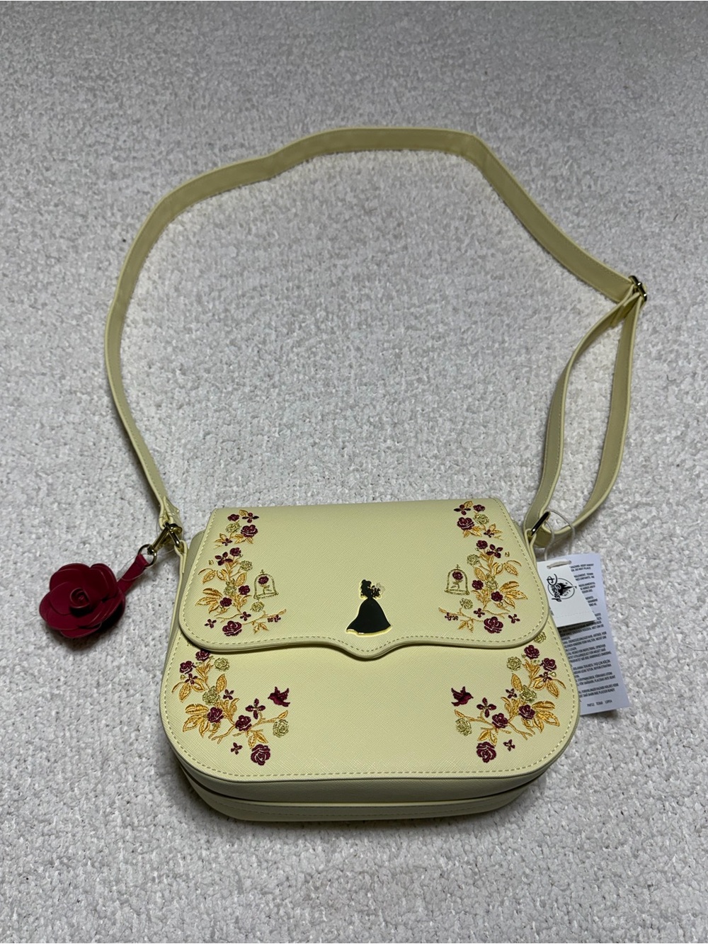 Disney Parks Loungefly Beauty & The Beast Floral Crossbody Bag NWT